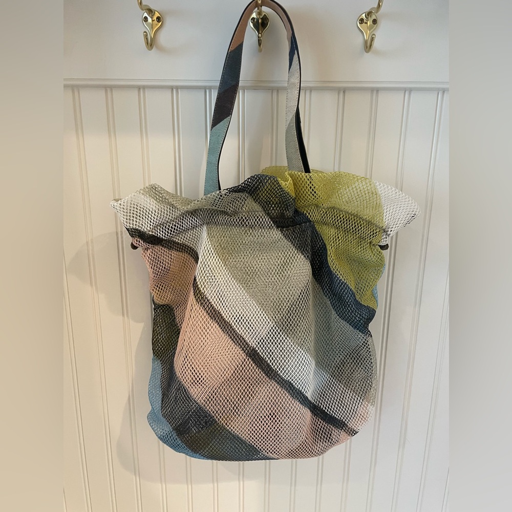 Drawstring beach bag tote